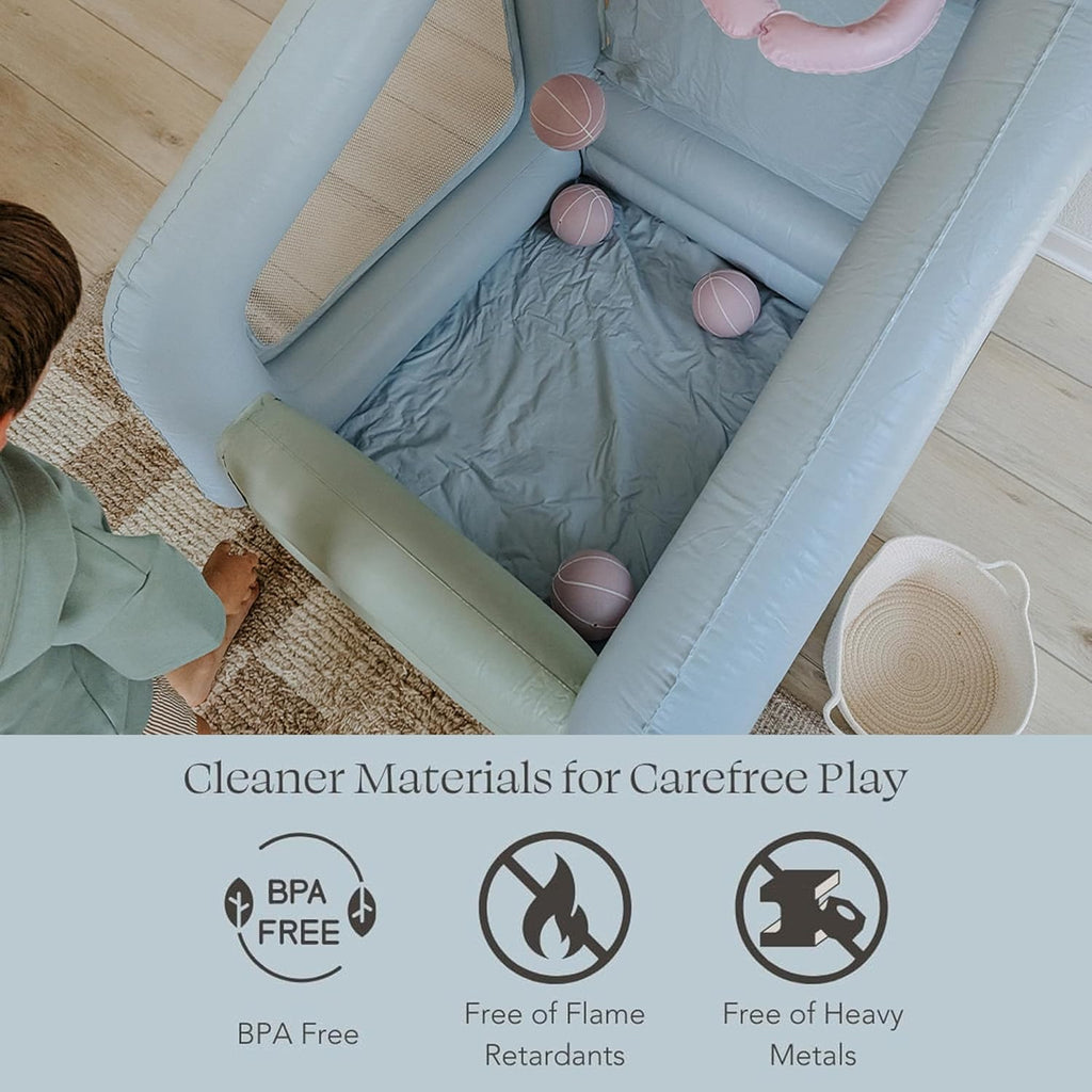 PLAYSMOL Mini Dual Shot - Mini Indoor Inflatable Basketball Hoop, Dual Basketball Hoop Set for Kids, Children Toys & Gifts, Easy Assemble and Responsibly Made (Seafoam)