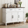 ONBRILL 55 Inch Buffet Cabinet with Storage, Farmhouse Sideboard Buffet w/2 Drawers and 3 Doors, Wood Coffee Bar Cabinet with Adjustable Shelves, Sideboard Storage for Kitchen, Living Room, Off White