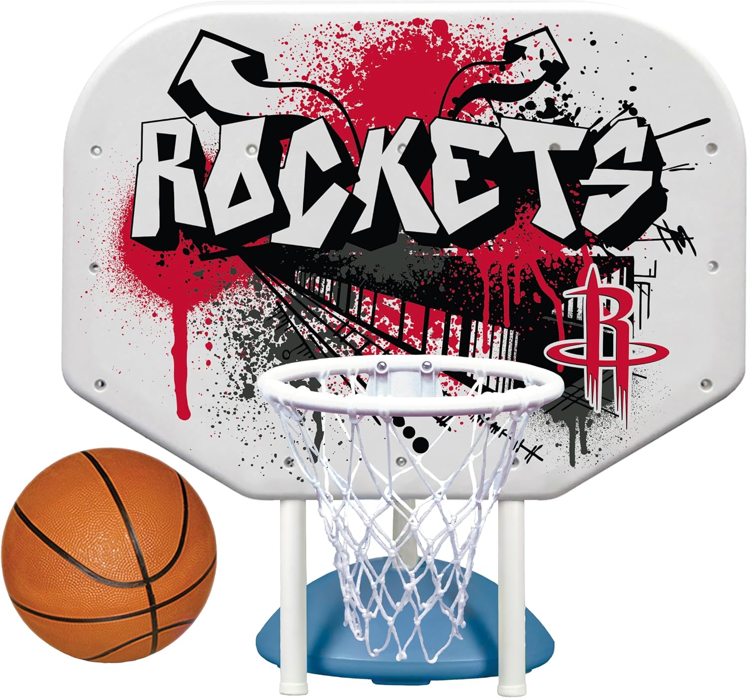 Poolmaster NBA Graffiti Pro Rebounder Poolside Basketball Goal Set with Base, Backboard, Hoop, Net, and Ball