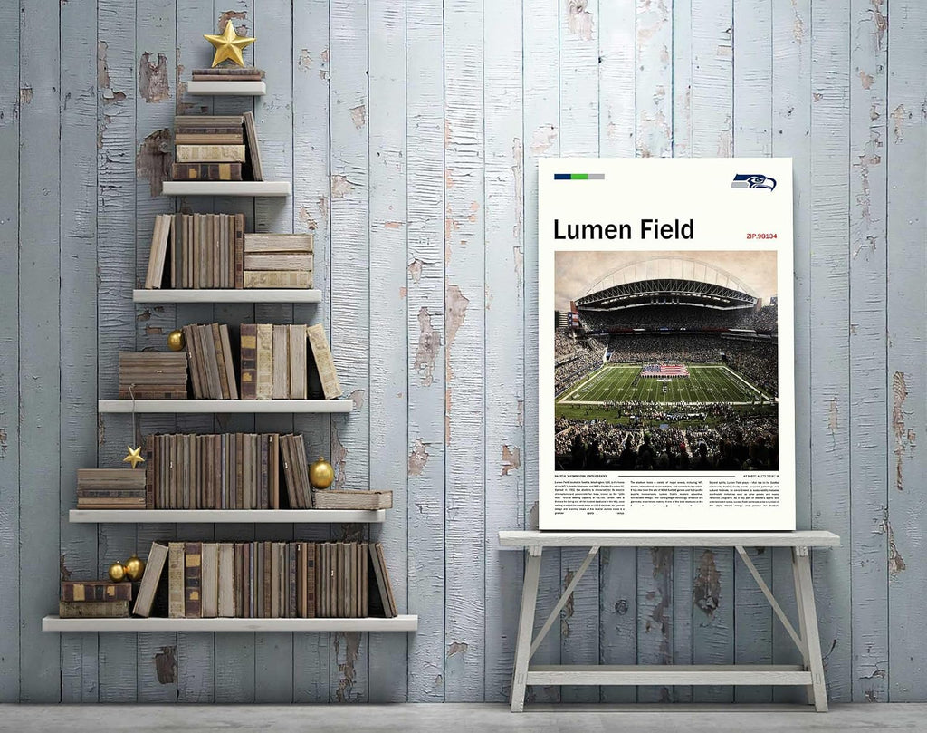 (Wrapped Canvas 20'x30') LumenField Canvas Print – Seattle Home Field Wall Art for Seahawks Fans, Sports poster for Game Room or Man Cave Decor