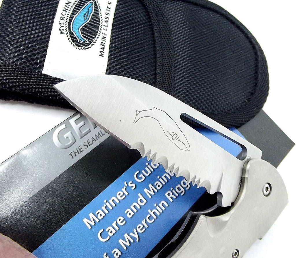 'Tested at Sea' Myerchin TF300P Generation 2 Titanium Captain Pro Rigging Knife - 2.8' German Marine Stainless Blade & Locking Marlin Spike - Professional Full-Size Frame - Includes Sheath & Bonus Leather Lanyard