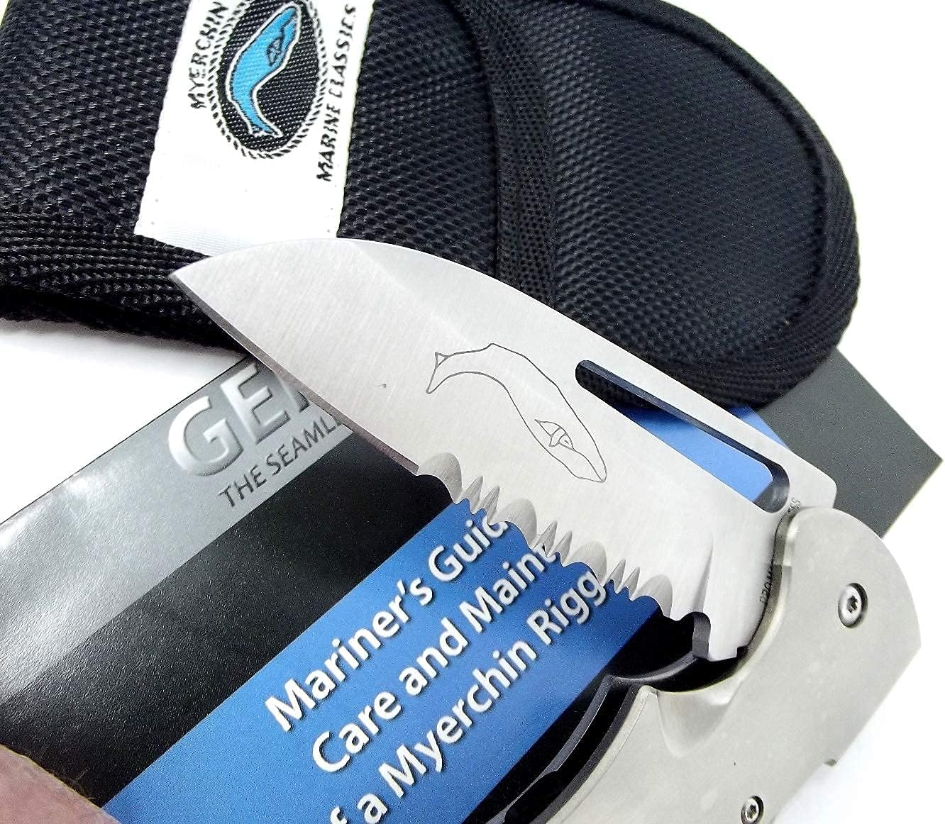 'Tested at Sea' Myerchin TF300P Generation 2 Titanium Captain Pro Rigging Knife - 2.8' German Marine Stainless Blade & Locking Marlin Spike - Professional Full-Size Frame - Includes Sheath & Bonus Leather Lanyard
