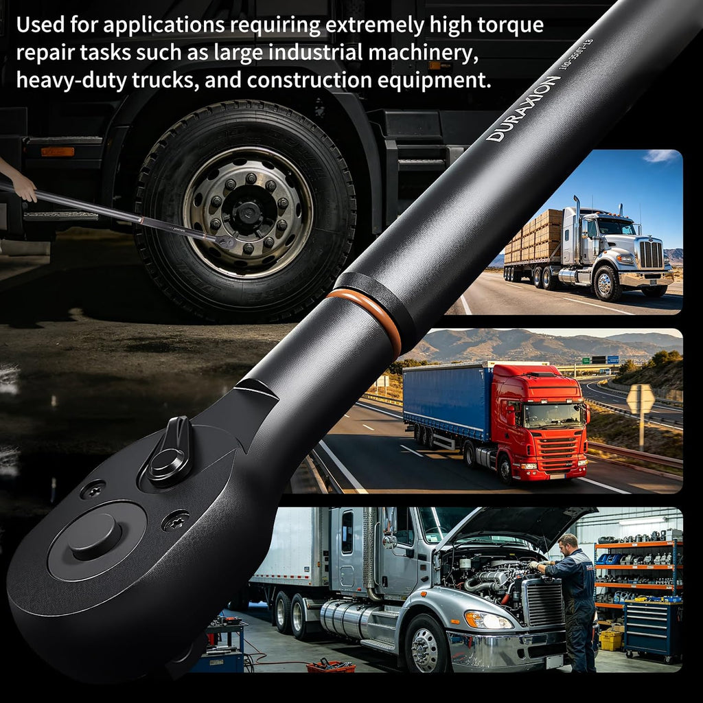 Torque Wrench 3/4' Dual Range Scales 100-950ft.lb/135.58-1288.03Nm, ±3% Precision, 48 tooth Dual-direction Torque Wrenchs for Car, Truck Maintenance and Product Assembly