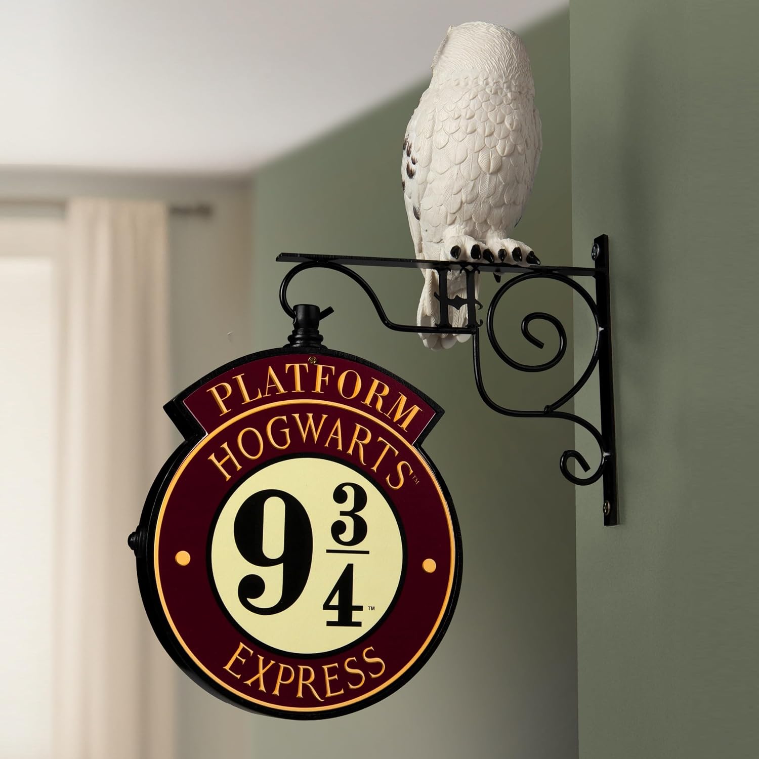 The Bradford Exchange Harry Potter Platform 9 ¾ Illuminated Wall Clock with Sculpted Hedwig and Dual‑Side Display