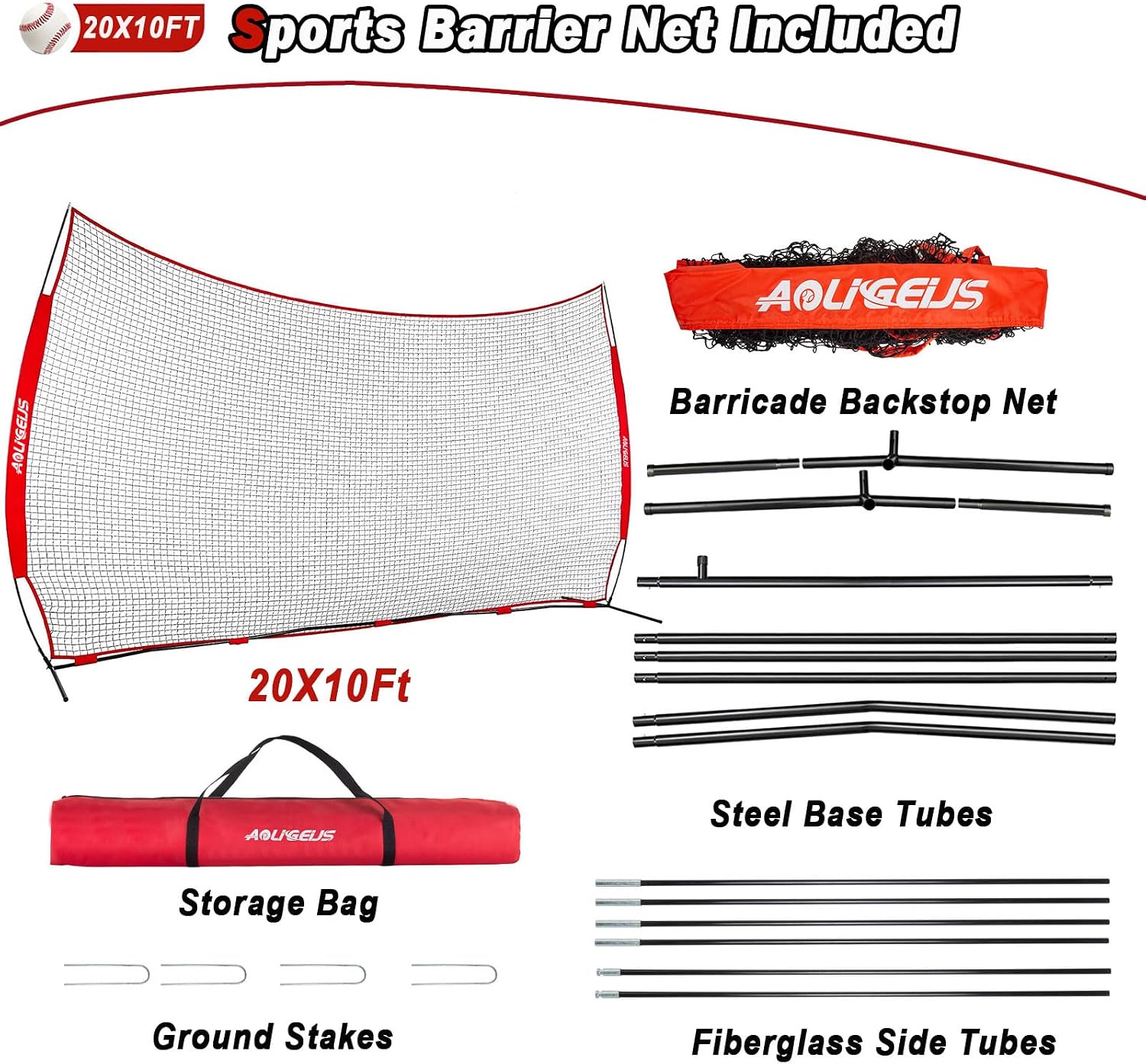Sports Barrier Net,Sports Net,Barricade Backstop Net,Perfect for Baseball,Softball,Soccer, Basketball,Lacrosse