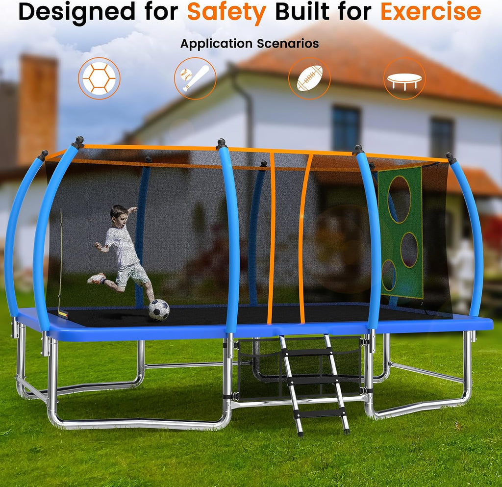 KEIKI Trampoline 8FT Trampolines with Enclosure Net, 960LBS Outdoor Trampolines for Kids with Basketball Hoop-ASTM Approved Trampoline for Children and Adults with Ladder