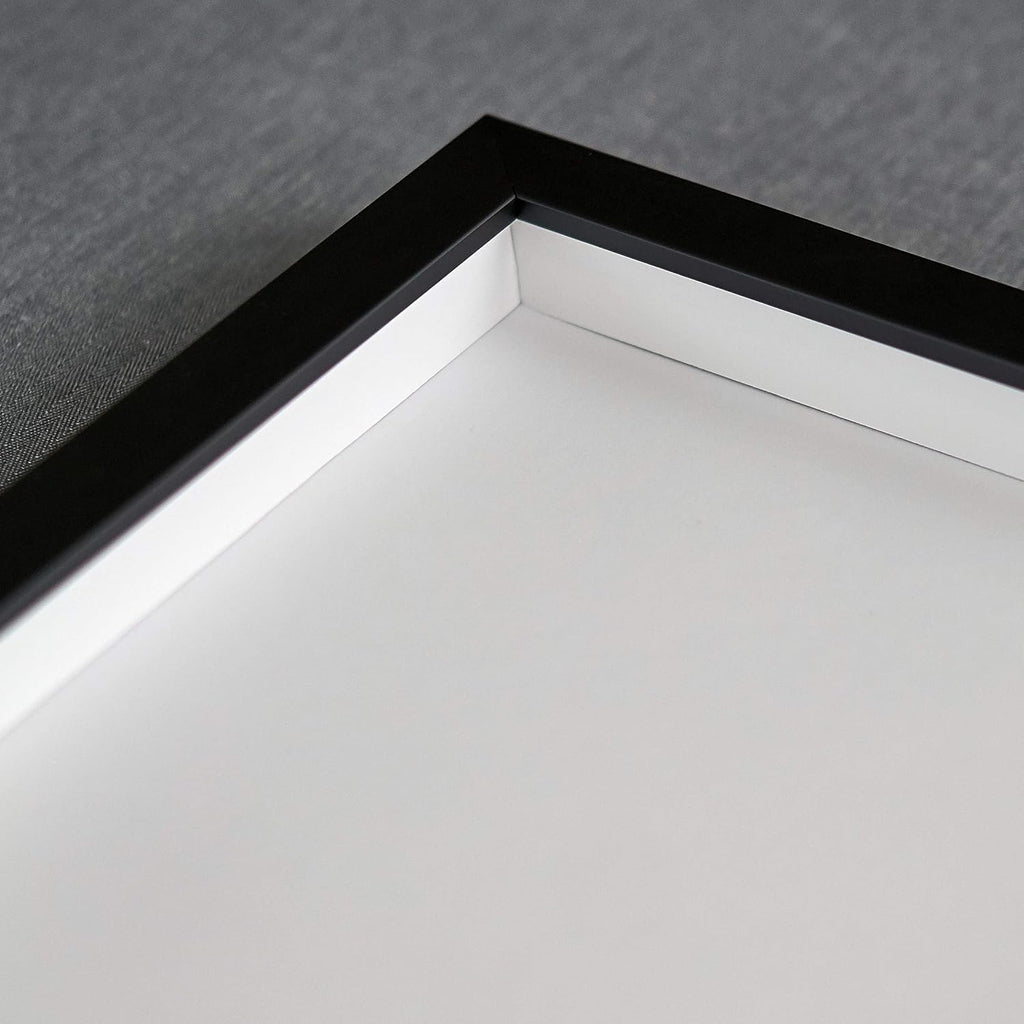 28x38 Shadow Box Black Solid Wood Display Frame with White Acid-Free Backing UV Acrylic & Hanging Hardware - with 3/4' Usable Depth