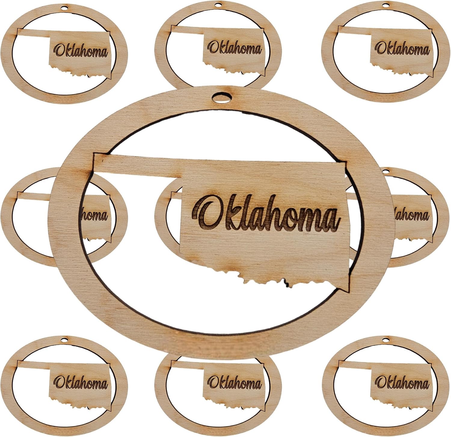 10PK Personalized Oklahoma Ornaments for Christmas Tree, Sooner State Keepsakes, Decorations and Souvenirs
