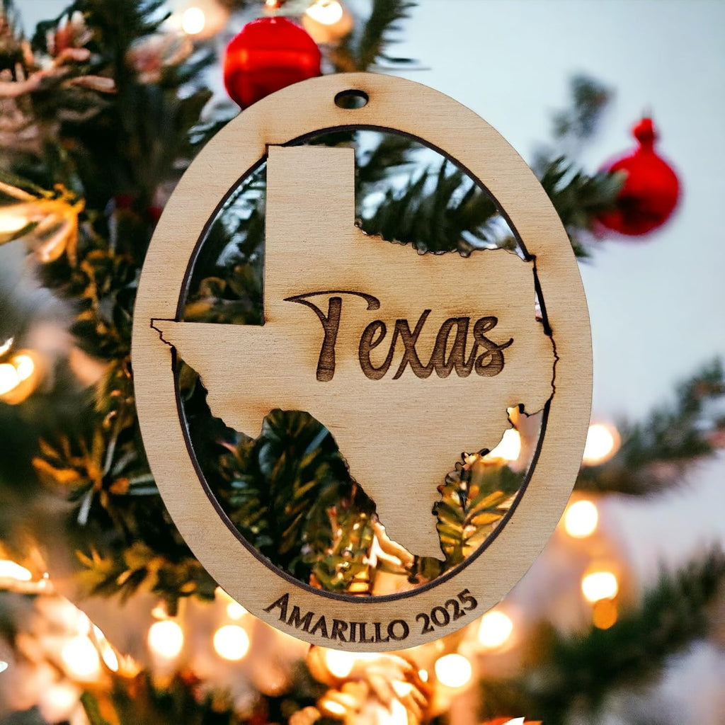 10PK Personalized Texas Ornaments for Christmas Tree, Lone Star State Keepsakes, Decorations and Souvenirs