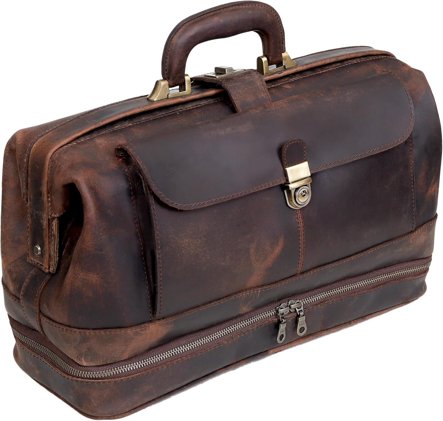 HLC Vintage Leather Briefcase Doctor Bag - Real Leather Briefcase - Style Handbag - Italian Handmade Medical Bag