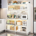 5-Tier Kitchen Baker's Rack with Flip Door Cabinet, DIY Backplane Creative, Open Operator Console, for Kitchen, Dining Room, Living Room (Color : White, Size : 70cm/