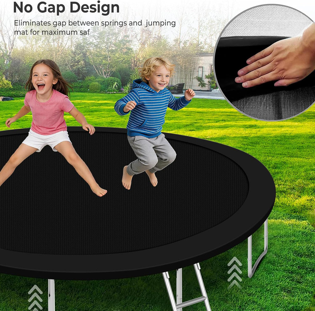 Lyromix Upgraded Trampoline with Lights, Large Outdoor Trampoline with Sprinkler,Basketball Hoop and Net, Capacity for 5-8 Kids and Adults
