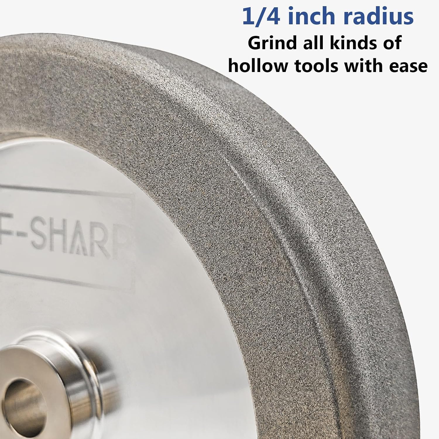 4 in 1 Plus CBN Grinding Wheel 8 inch, 1.5' Wide, 5/8' Arbor, 1/4' Radius for Sharpening Woodturning Tools、HSS Tools (80 Grit)