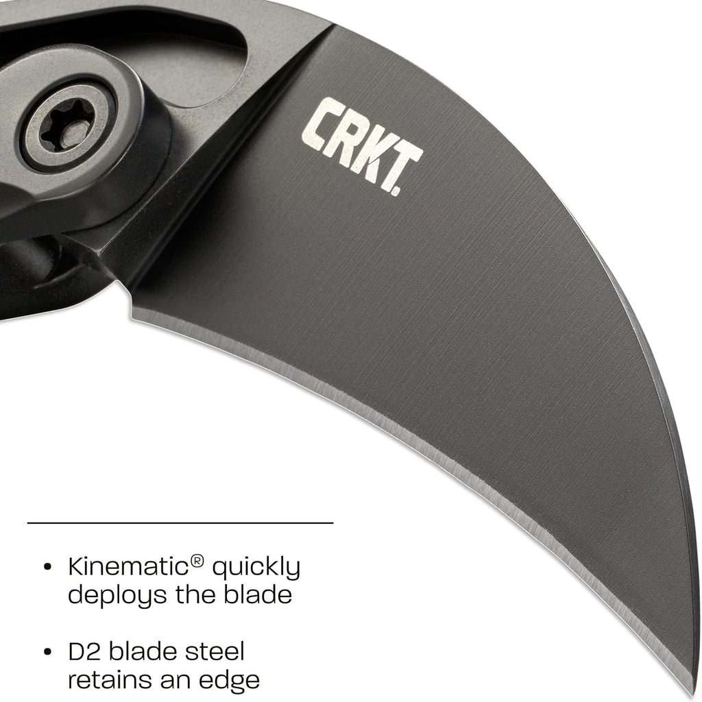 CRKT Provoke First Responder Folding Pocket Knife: Morphing Karambit, D2 Blade Steel, Kinematic Pivot Action, Integrated Safety Lock, Low Profile Pocket Clip, Glass Breaker, Sheath 4042
