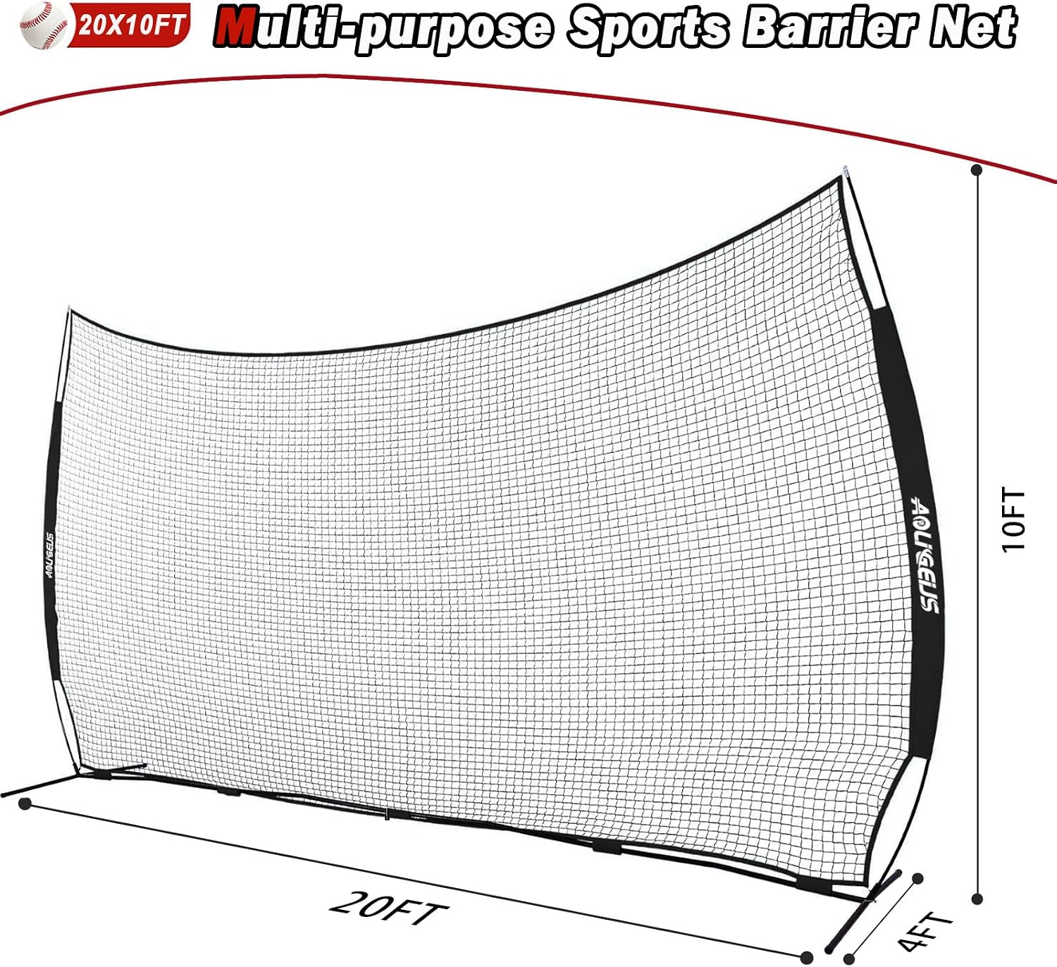 Sports Barrier Net,Sports Net,Barricade Backstop Net,Perfect for Baseball,Softball,Soccer, Basketball,Lacrosse