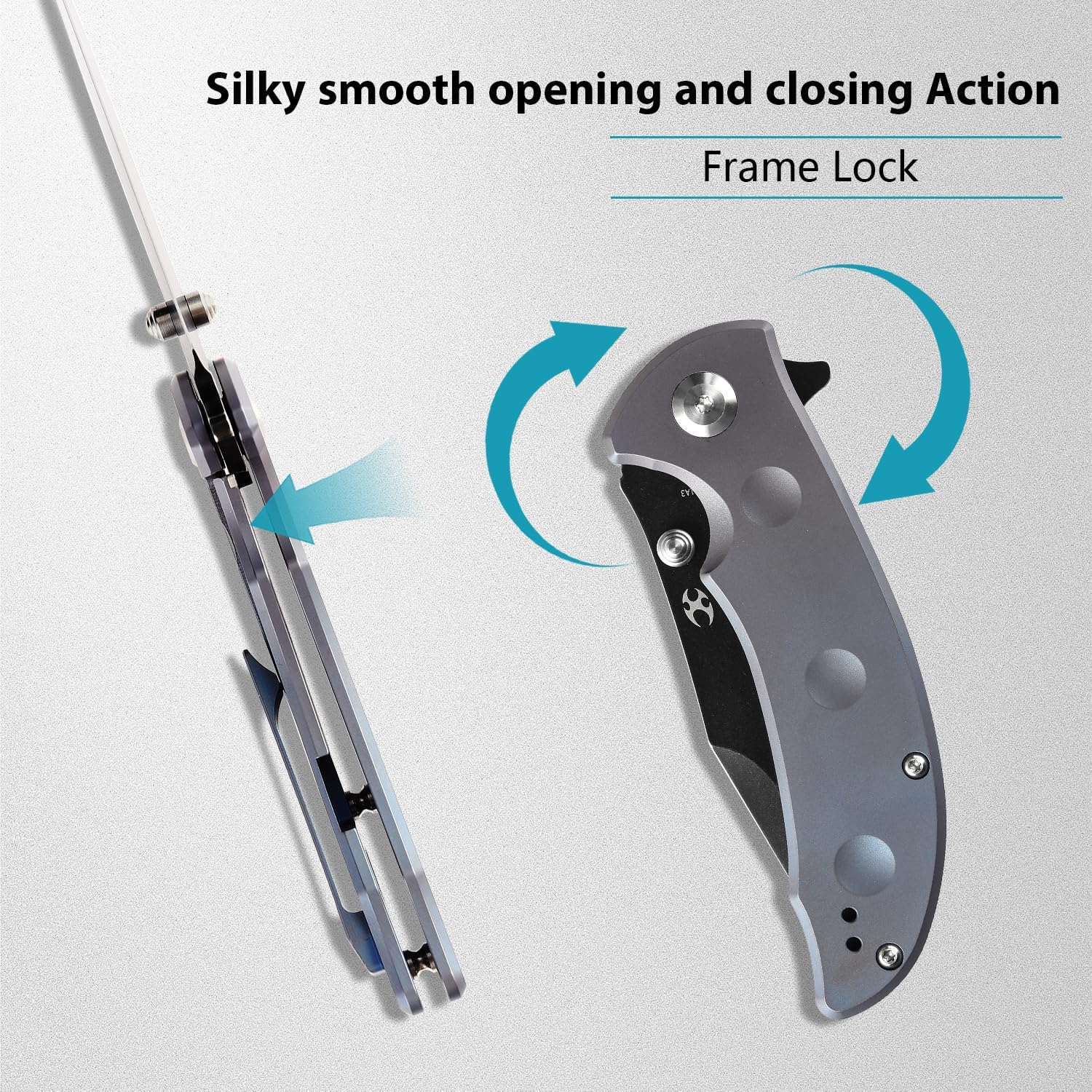 KANSEPT Rei Premium Pocket Folding Knives for Men EDC Pocket Knife 3.3'' CPM 20CV Blade Excellent Folding Knife with Blue Anodized Titanium Handle EDC K1061A3