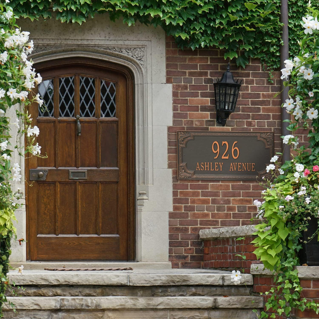 Whitehall Personalized Cast Metal Address plaque - The Penbrook Extra Grande sign. Made in the USA. Display your address Custom house number sign.