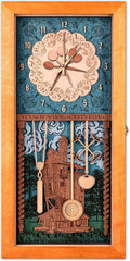 ZE WOOD Weasley Family Harry Potter 3D Wall Clock - Unique Collectible Oak Brown Wooden Clock, Silent Large Modern Rustic Decorative Home Decor for Harry Potter Fans, Mother's Day Gift (5 spoons, M)