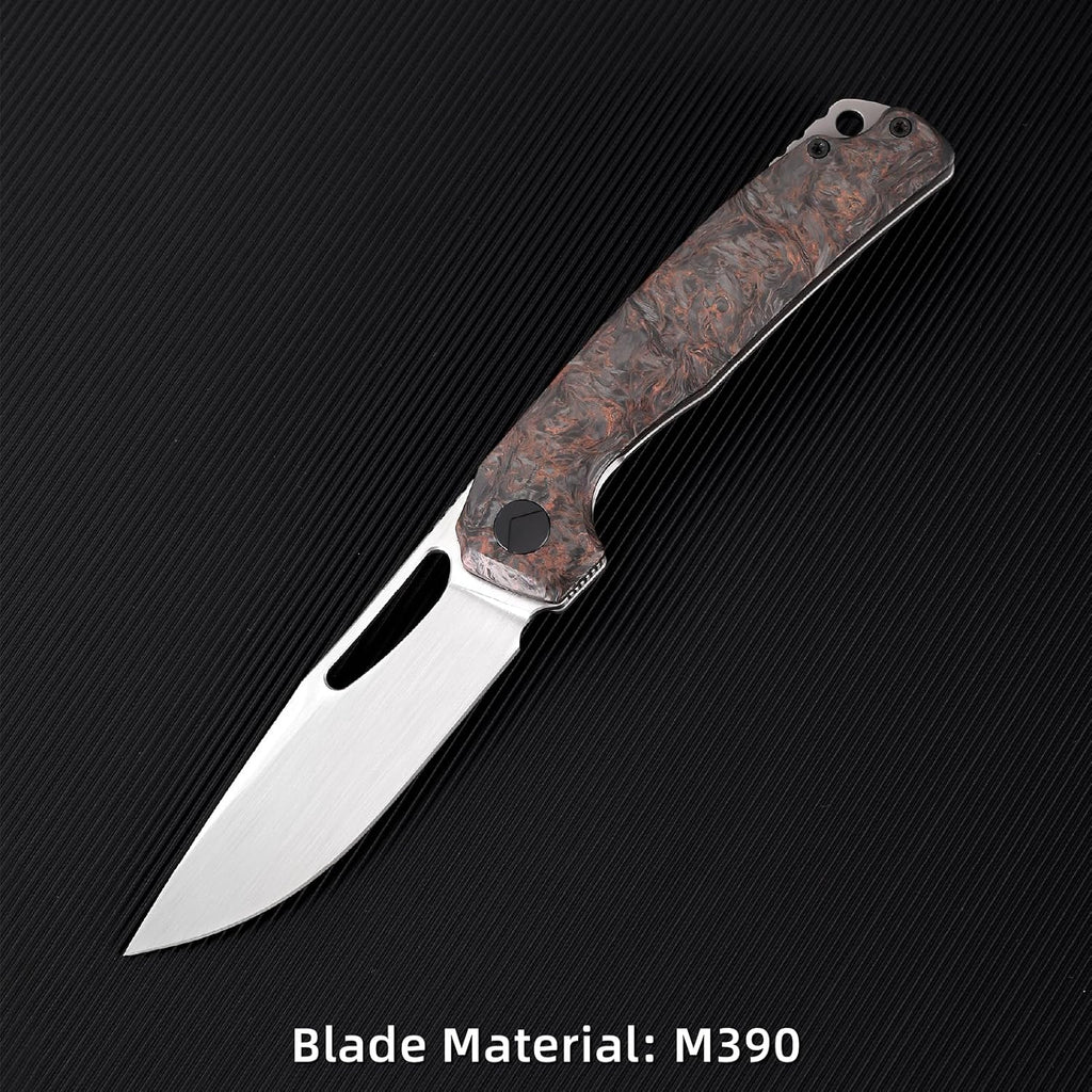 Pocket Knife, 3.5' M390 Blade Folding Knife Hunting Knife Survival Knife with Pocket Clip, EDC Knives for Hunting Camping Survival Outdoor Fishing Hiking (Copper&Grey)