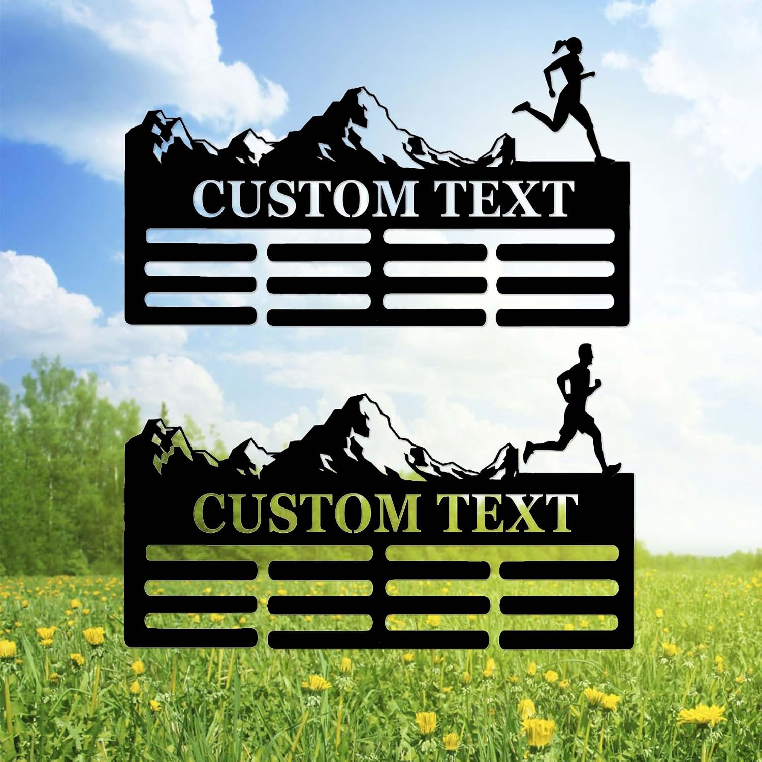 Custom Trail Runner Medals Holder, Personalized Male Female Runner Name Medals Hanger, Rack for Ribbons Award Holder, Mountain Running Medals Award Display