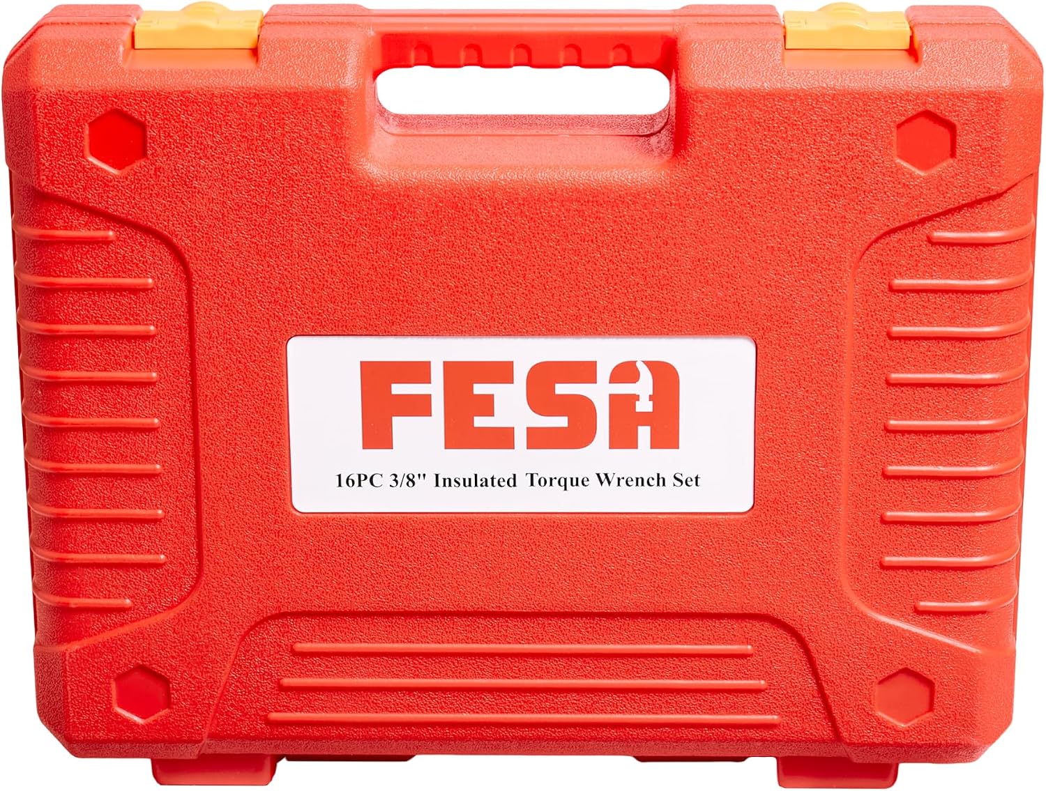 FESA Insulated Torque Socket Set - 16-Piece 1000V Insulated Tool Set w/ 3/8' Drive Insulated Torque Wrench (10-50 Nm), 8 Metric Sockets, 4 Hex Bit Sockets, 2 Extension Bars, T-Handle & Protective Case