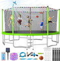 Lyromix Upgraded Trampoline with Lights, Large Outdoor Trampoline with Sprinkler,Basketball Hoop and Net, Capacity for 5-8 Kids and Adults