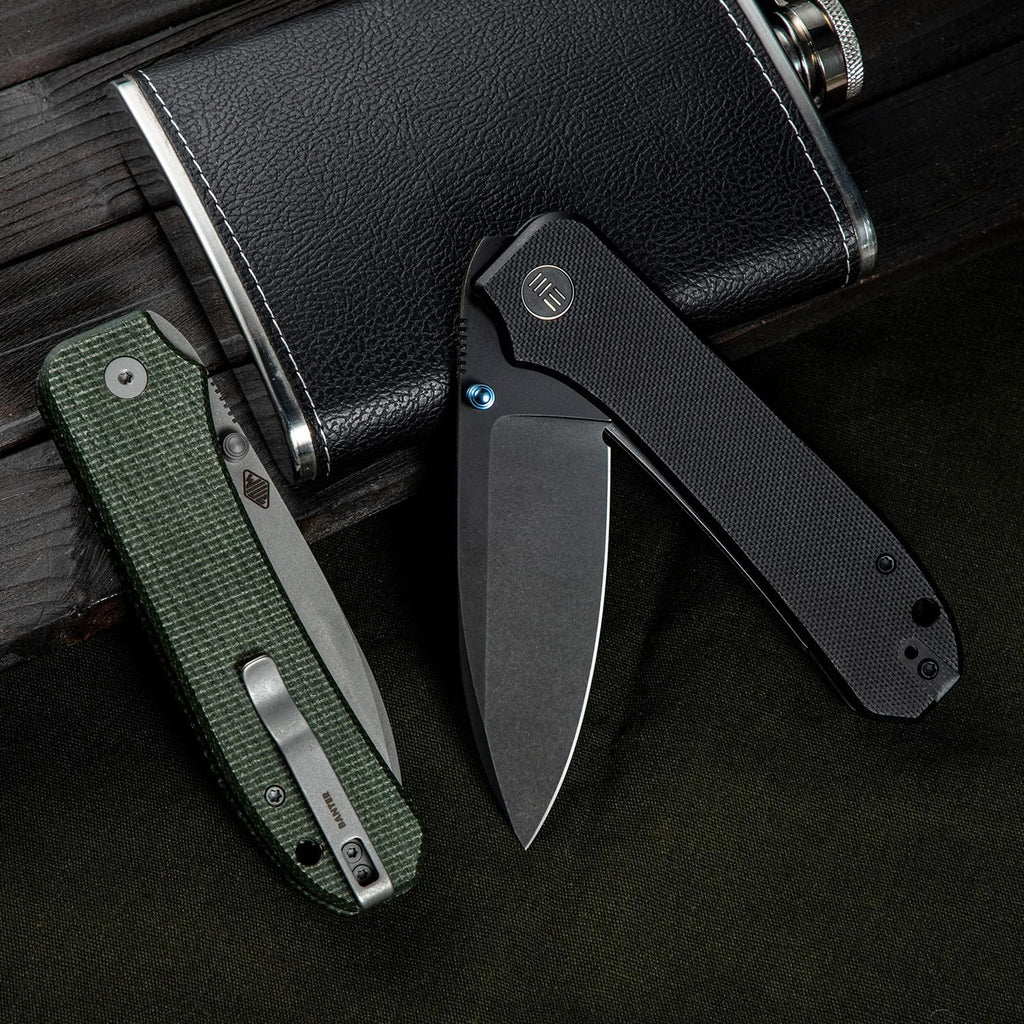 WeKnife Big Banter Pocket Knife for EDC,Ben Petersen Folding Knife with 3.69'CPM 20CV Blade G10 Handle,Titanium Thumb Stud Opener WE21045-1 (Black)