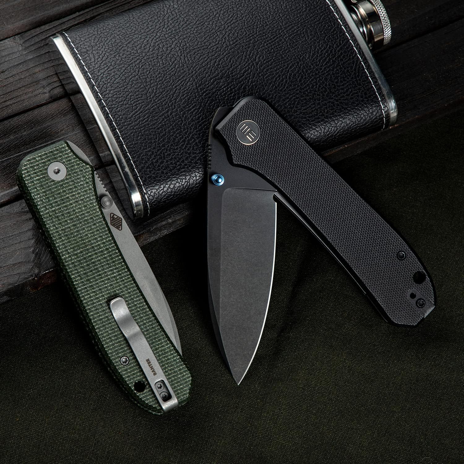 WeKnife Big Banter Pocket Knife for EDC,Ben Petersen Folding Knife with 3.69'CPM 20CV Blade G10 Handle,Titanium Thumb Stud Opener WE21045-1 (Black)