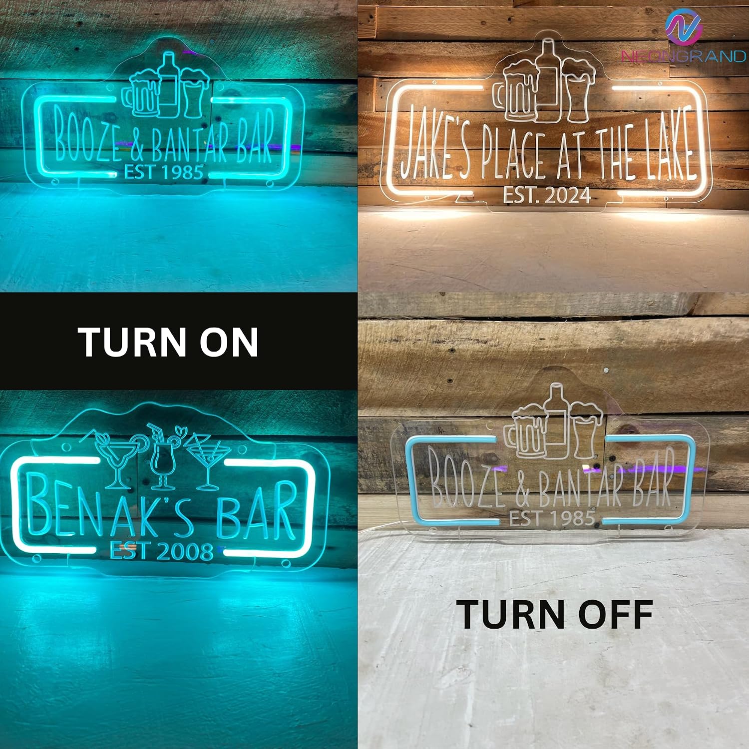 Personalized Neon Bar Sign – Custom Light Up Sign for Home Bar, Lounge, or Man Cave Decor (Engraving Rectangle)