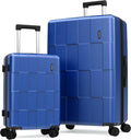 SHOWKOO Luggage Sets 2 Piece 20/28 Inch Hardside Expandable Lightweight PC Suitcase Sets with Double Spinner Wheels TSA Lock, Sea Blue