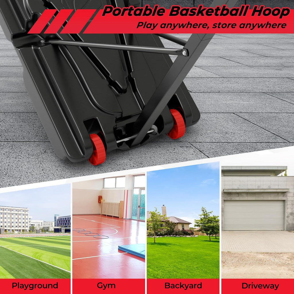 S AFSTAR Basketball Hoop, Max to 8.5 FT, 10 Adjustable Heights, 40' Shatterproof Backboard, 77 LBS Weight Bag Included, Portable Basketball Hoop for Kids, Youths & Adults