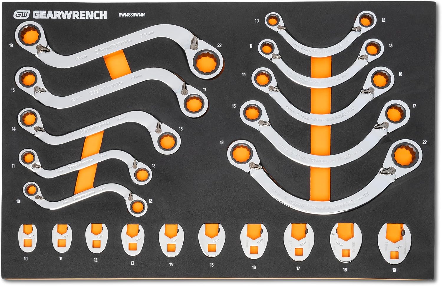GEARWRENCH 19 Piece Specialty Ratcheting SAE Wrench Set in Foam Storage Tray - GWMSSRWSAE