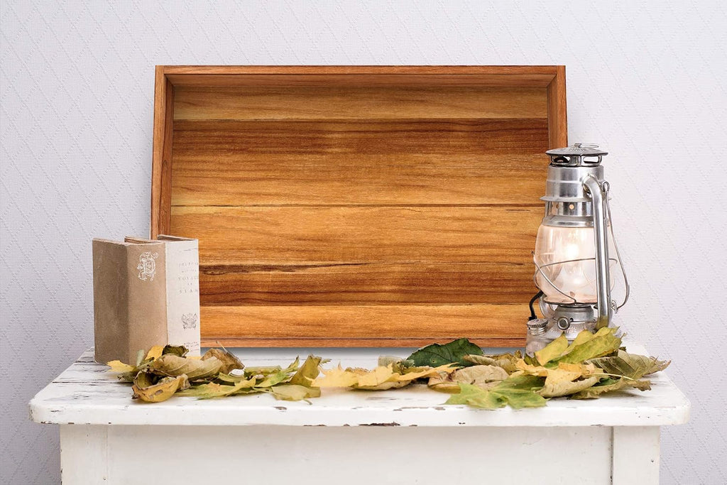 Teak Wood Serving Tray with Handles, Large Size - Engraved Personalized Gifts