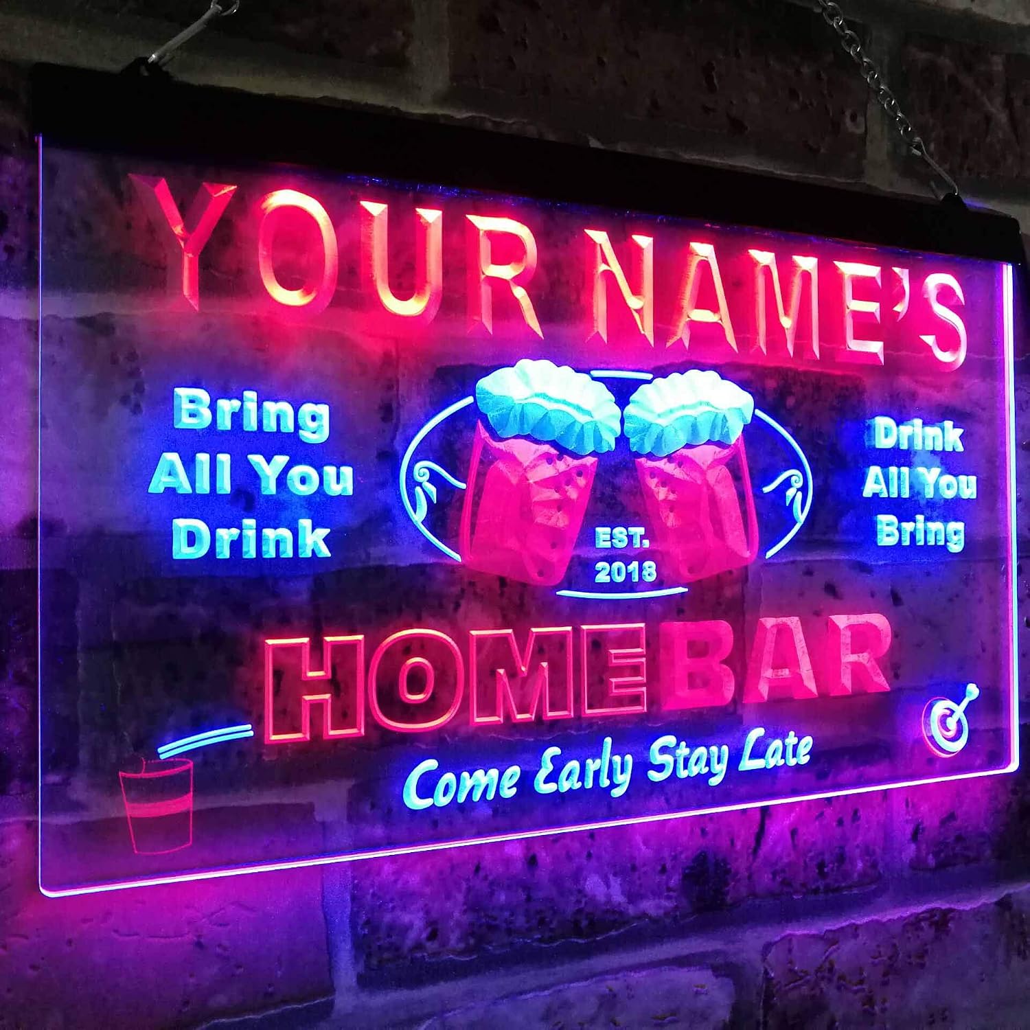 ADVPRO Personalized Your Name Custom Home Bar Beer Est. Year Dual Color LED Neon Sign Blue & Red 24 x 16 Inches st6s64-p-tm-br