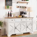 BestHaped Farmhouse Buffet Cabinet with Storage, 55 Inch White Sideboard Buffet Cabinet with Adjustable Shelves & 3 Drawers, Buffet Table Coffee Bar Wine Bar Storage for Kitchen & Living Room