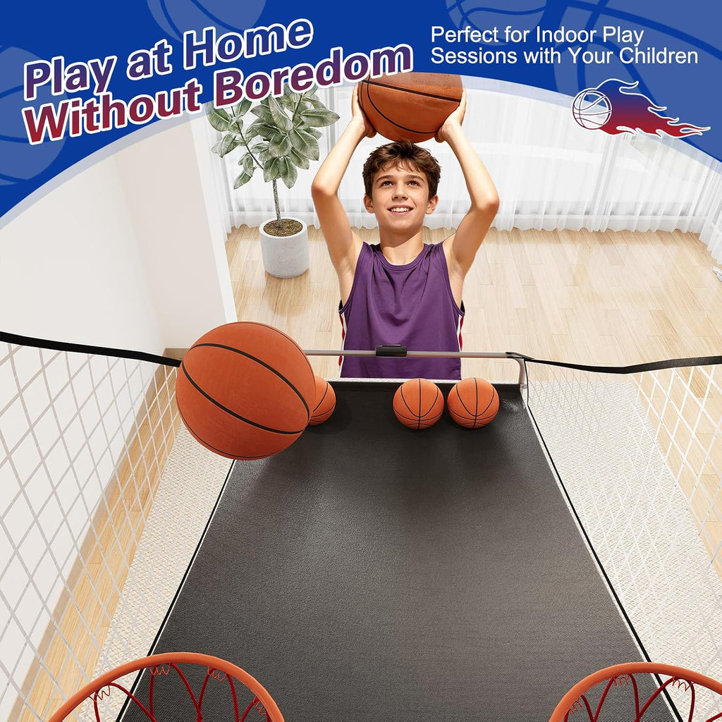 Arcade Basketball Game, Dual Shot Electronic Basketball Game with 8 Game Modes, LCD Score Display, and 4 Rubber Balls, Indoor Basketball Arcade Game for Home