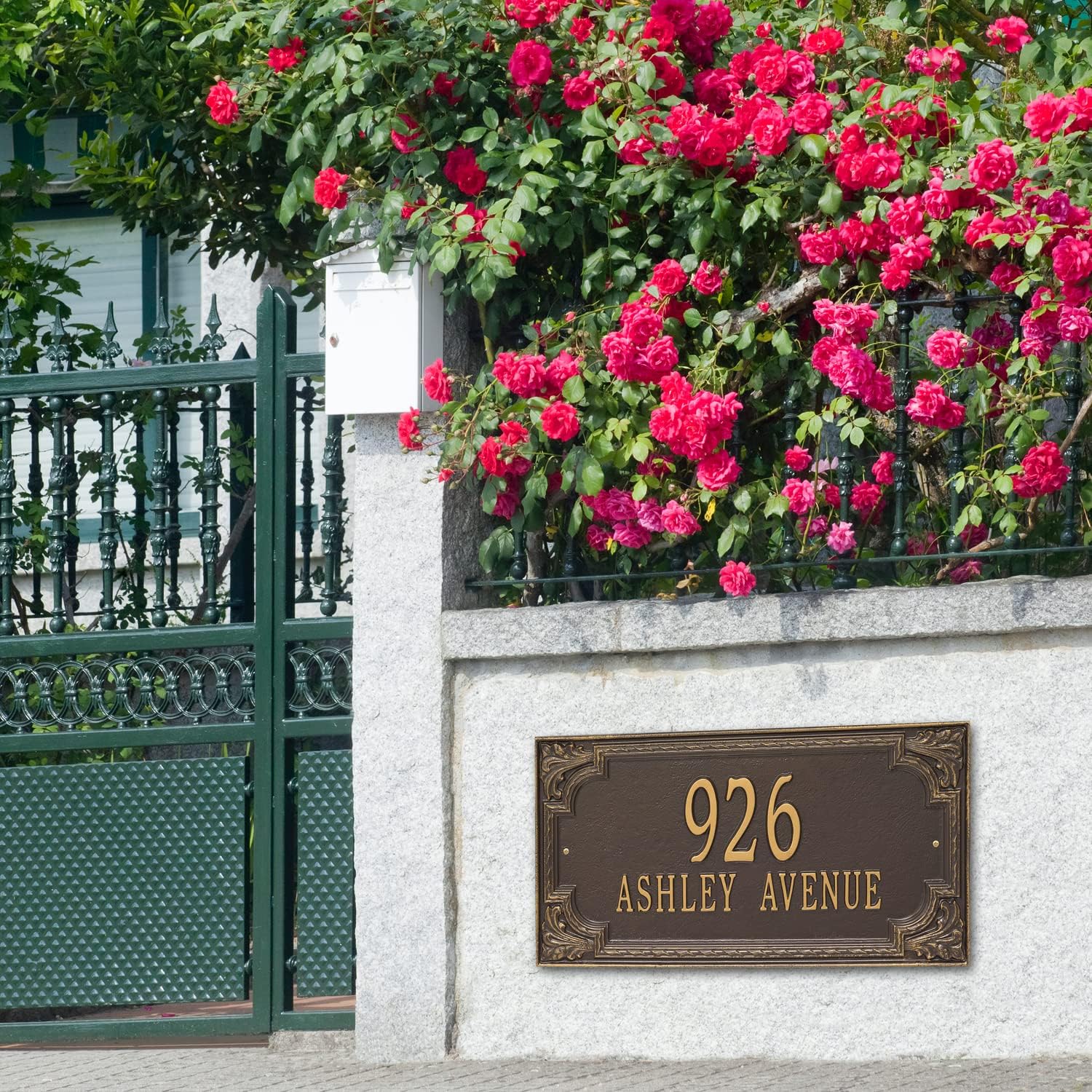 Whitehall Personalized Cast Metal Address plaque - The Penbrook Extra Grande sign. Made in the USA. Display your address Custom house number sign.