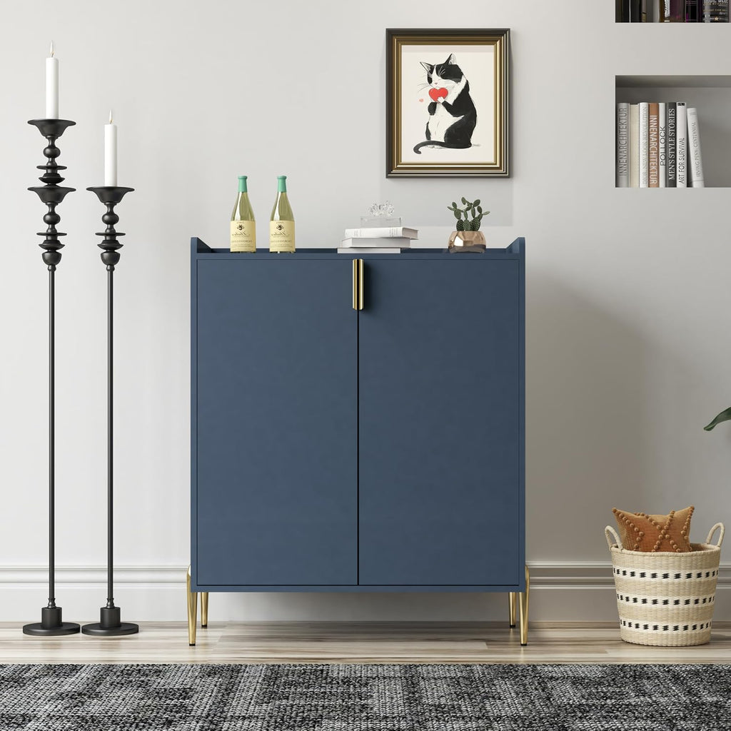 39' Moisture-Resistant Freestanding Storage Cabinet, Kitchen Storage Bakers Rack with Adjustable Shelf, Utility Food Cupboard with Anti-Tipping Device for Kitchen Dining Living Room, Blue