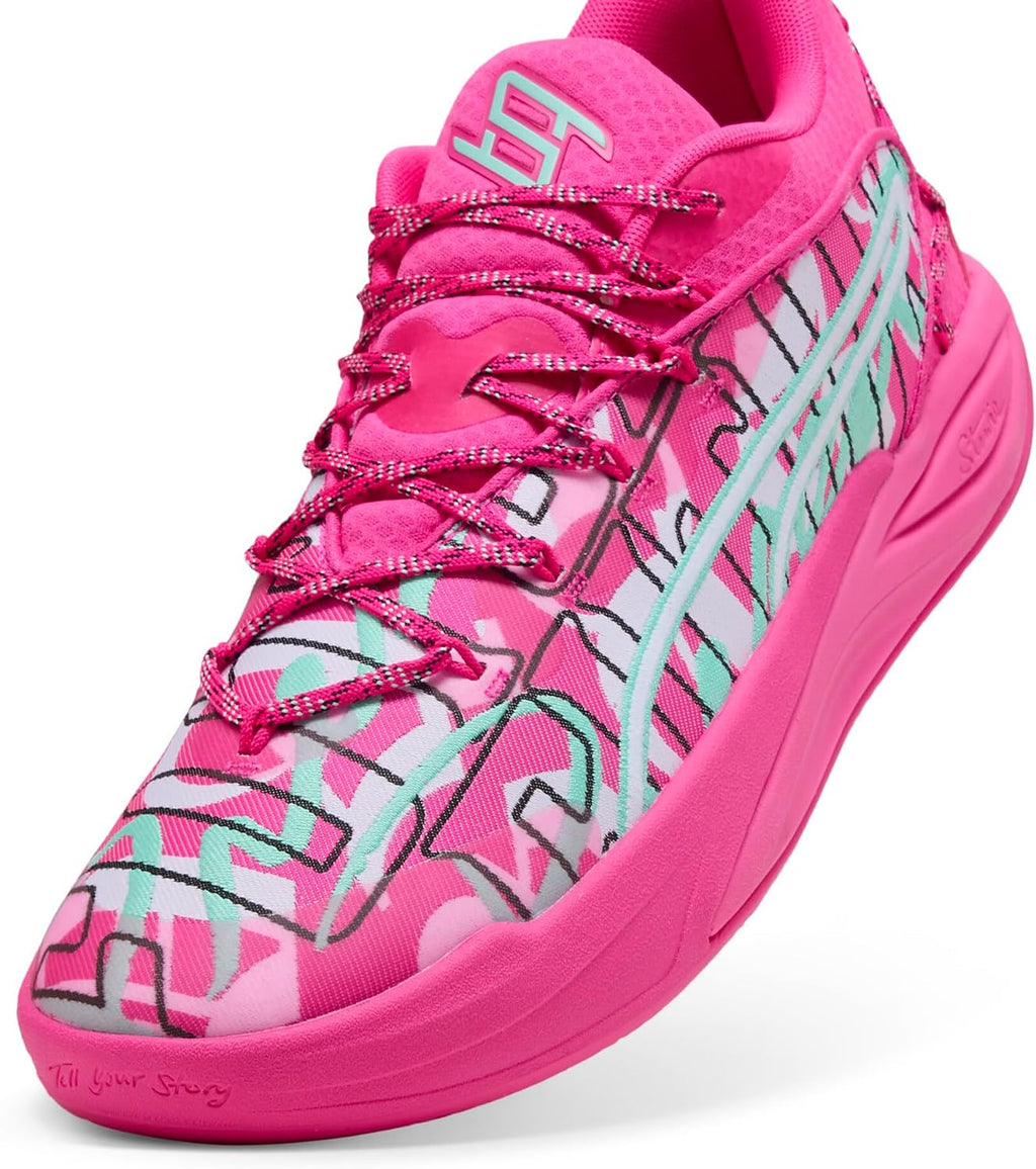 PUMA Womens Stewie 4 Timeless Basketball Sneakers Shoes - Green, Pink