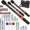 41PCS Torque Wrench Set 1/4 3/8 1/2-Inch Drive, Complete Click Torque Wrench Kit with Sockets, Bits, Extension Bars & Adapters, ±3% Accuracy 72-Tooth Dual-Scale Wrenches for Bike, Moto, Car, Truck