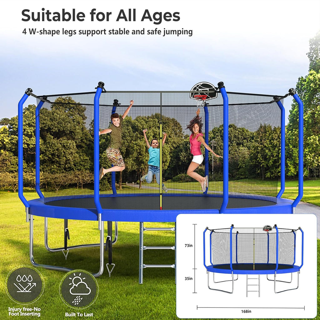 Lyromix Upgraded 16FT Trampoline for Kids and Adults
