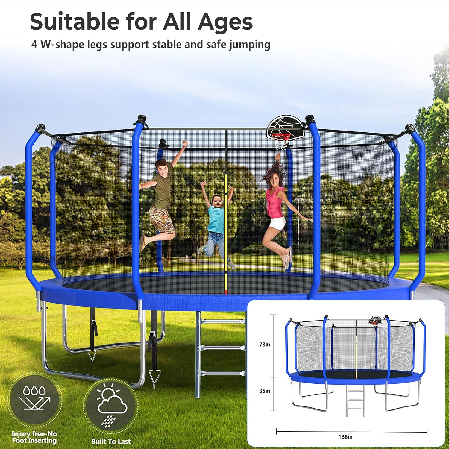 Lyromix Upgraded 16FT Trampoline for Kids and Adults