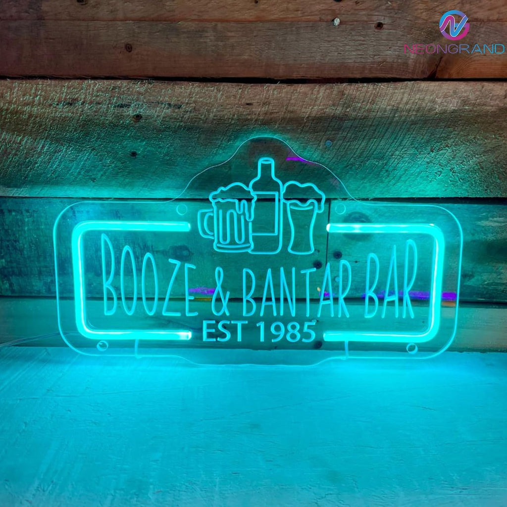 Personalized Neon Bar Sign – Custom Light Up Sign for Home Bar, Lounge, or Man Cave Decor (Engraving Rectangle)
