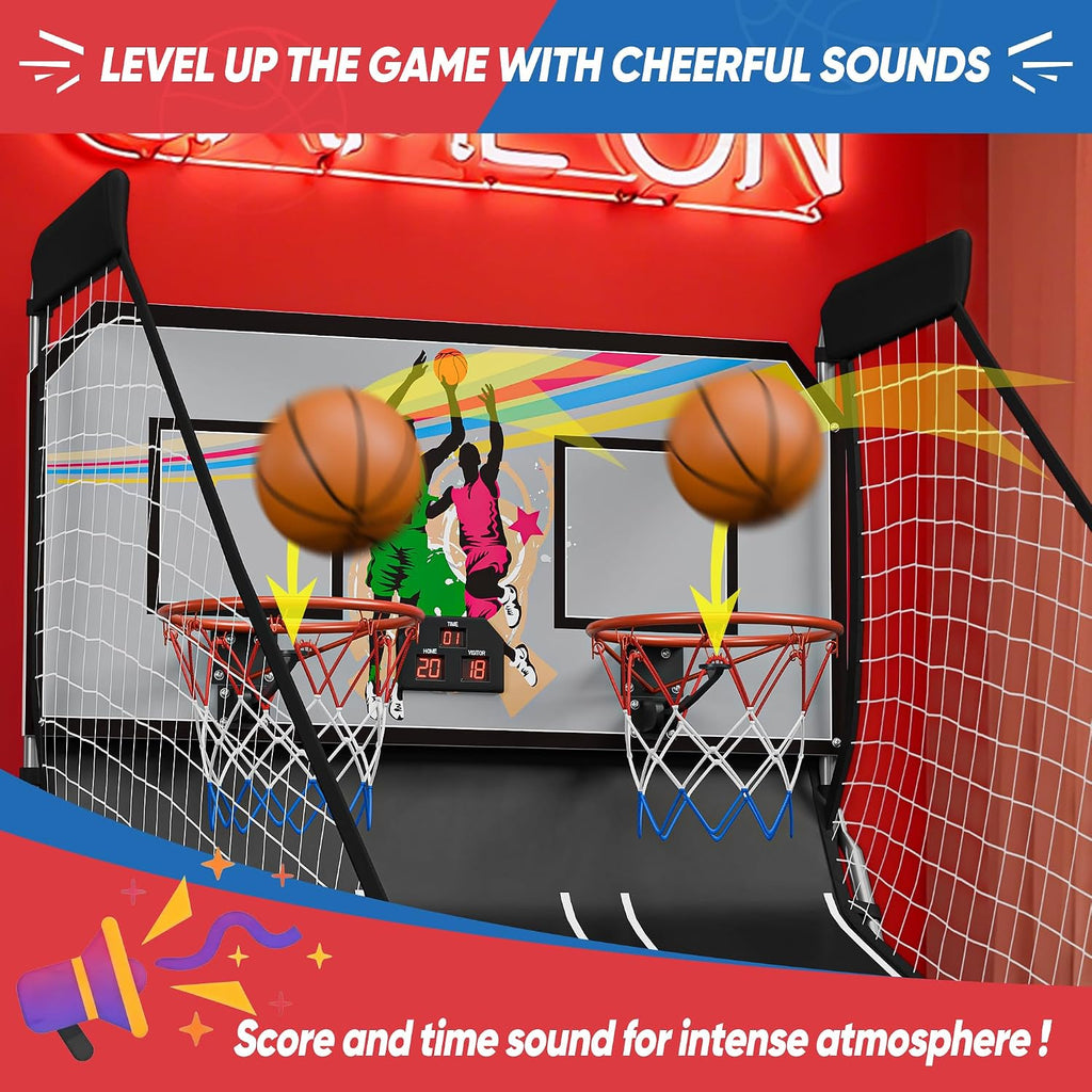 Nova Microdermabrasion Foldable Indoor Basketball Arcade Game Double Shot 2 Player W/ 4 Balls, Electronic Scoreboard and Inflation Pump (Black)