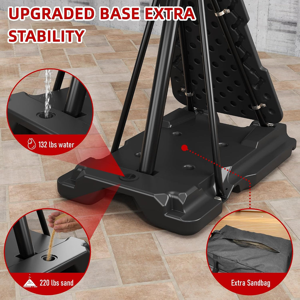 Cofiyard Basketball Hoop Outdoor with 44&48&54In Shatterproof Backboard, 5.25-10FT Height Portable Basketball Hoop with Sandbag, Adjustable Basketball Goal System