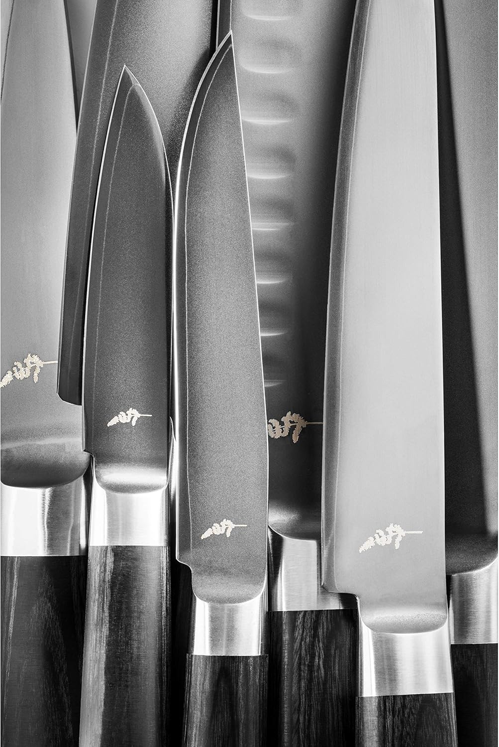Michel BRAS 7 Piece Knife Set, Handcrafted Kitchen Knife Set, 3 Layer Stainless Steel Blades, Black Pakkawood Handles, Precision and Sharpness for Professional and Home Chefs