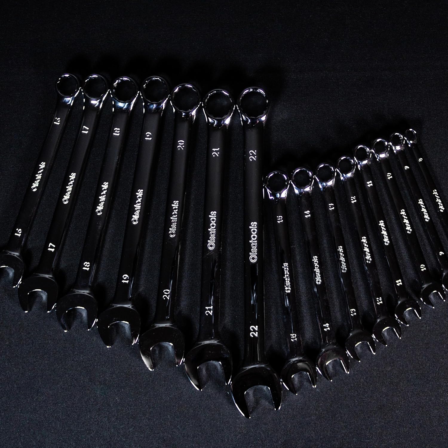 Olsa Tools 15 Pcs Metric Combination Wrench Set, Sizes 8-22mm, Unbreakable, Chrome Vanadium Steel, Polycarbonate