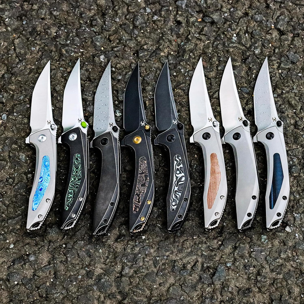 KANSEPT Baku Pocket Folding Knives for Men EDC Camping Folding Knife 3.2'' Damascus Material Outdoor Folding Knives with Black Stonewashed Titanium Handle Everyday Carry K1056A5