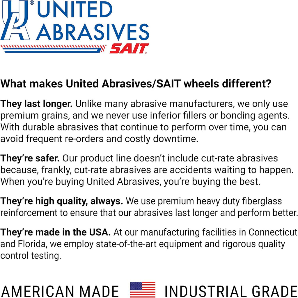 United Abrasives-SAIT 20062 A46N Aluminum Grinding Wheel (Type 27/Depressed Center) 4 1/2' x 1/4' x 7/8', 25-Pack