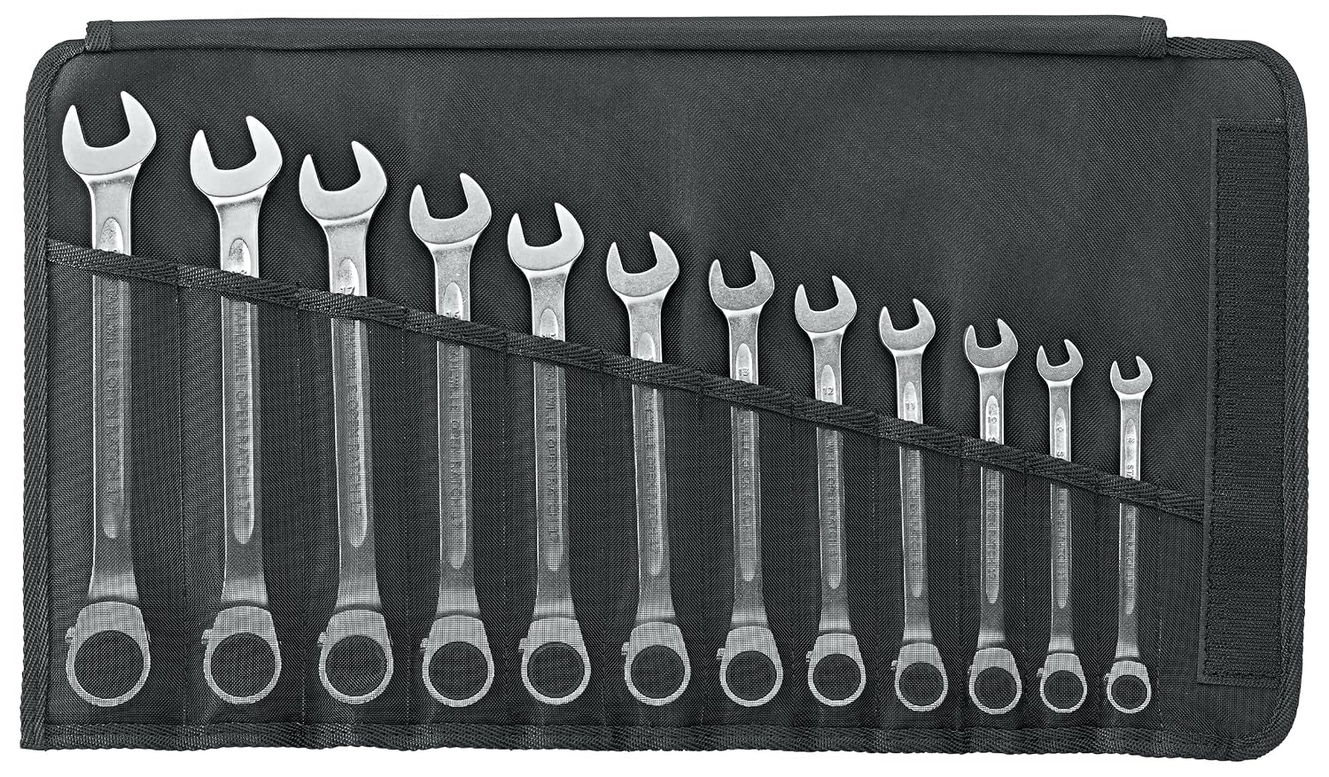 Stahlwille 96411712 Reversible Combination Ratcheting Spanners Open-Ratch Set, 12 Pieces, Size 8mm upto 19mm Spanner Openings, 72 Teeth, Bi-Hexagon, Made in Germany